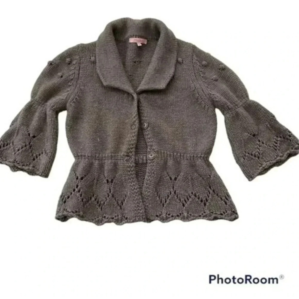 HEKLA & Co Made in Italy Womens Gray Wool Blend Cardigan wrap Sweater Si… - Picture 10 of 13